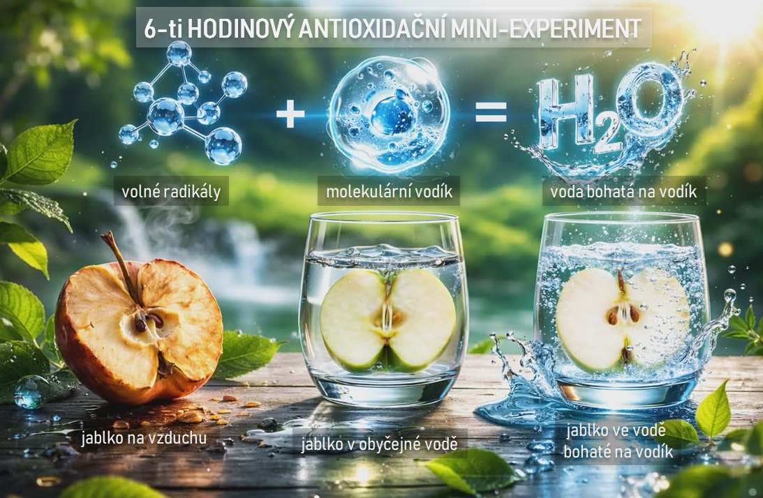 vodíková láhev - ukázka možného detoxikačního efektu